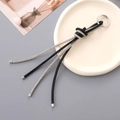 Luxury 3mm rhinestone knotted charm with silver metal ring and tassel detail - Black (K4897)