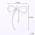 Silver bow pendant with crystals, dimensions 3.5cm x 4.3cm and 3.3g weight detail - Silver (D3108) / Hollow Ribbon Bow / Silver