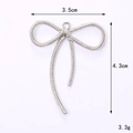 Silver hollow bow ribbon charm dimensions 3.5cm by 4.3cm for DIY accessory making - White K (D3111)