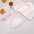 Catena per cellulare in perline rosa con ciondolo a agnello e targhetta Good Luck - Rosa