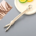 Cordino intrecciato in nylon bianco crema con anello in metallo per borse e chiavi - Bianco Sporco