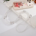 Bunte Kristallperlenkette für Handys mit schillernden Perlen und Bär-Handyhülle - Crossbody-Kette / Weiße Kristallperlen-Umhängekette