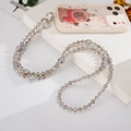 Schicke graue Kristall-Perlen-Handykette mit silbernem Metallring-Verschluss für Taschen - Crossbody-Kette / Graue Kristallperlen-Umhängekette