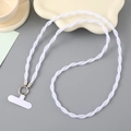 Cordón blanco trenzado para móvil cruzado con anillo de plata y parche interior - Cadena cruzada / Blanco