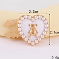 Creative heart-shaped bear brooch with white pearls and gold alloy for DIY shirts - D3134 Pearl Heart Bear Collar Button (gold Base White) / Collar Pin