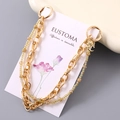 Catena a doppio strato dorata con perle glitterate e ciondolo a luna per borsa - Catena a mano / Oro