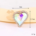 Macro view of heart-shaped crystal button with diamond trim, size 2cm x 2.1cm - AB Heart Collar Buckle (D3169)
