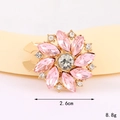 Detailed view of pink crystal sunflower pin with 2.6cm diameter and 8.8g weight - D3192 Eyelet Collar Button (pink) / Collar Pin