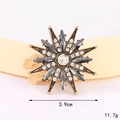 Vintage starburst brooch with gold alloy and sparkling crystals on display stand - D3191 Starfish Flower Collar Buttons (gray) / Collar Pin