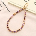 Elegante catena in metallo dorato e tessuto intrecciato viola con moschettone per cellulari - Viola (K5106)