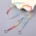 Rainbow crystal bead chain with woven bow and metal spring rings for bags or phones - Crossbody Chain / Rainbow Crystal Bowknot Crossbody Chain