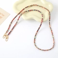 Detail of woven gold metal chain strap with colorful fabric ribbon for bags or phones - Crossbody Chain (K5028)