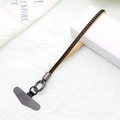 Correa de muñeca para móvil en cuero marrón con pedrería negra y clip metálico - K5128 Estilo Cuero Strass (Dorado)
