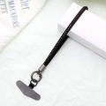 Correa de muñeca para móvil de cuero negro con strass brillantes y anillo de metal - K5127 Estilo Cuero Strass (Negro)