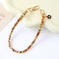 Fashion colorful fabric woven metal chain with golden clasps and small flower charm pendant - Handle Charm (K5023) / Khaki