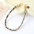 Multicolor woven chain with gold lobster clasp and black flower charm for handbags - Handle Charm (K5022) / Brown