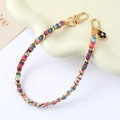 Colorful woven metal chain strap with gold lobster clasp and floral charm for handbags - Handle Charm (K5021) / Colorful