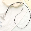 Short leopard print phone lanyard strap with silver metal ring and gray gasket - Crossbody Chain (K5100)