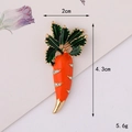 Enamel carrot brooch with white rhinestones and dimensions 2cm by 4.3cm details - Gold Base Orange Rhinestone Carrot