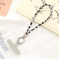 Crossbody leopard print phone lanyard with grey patch and silver metal clasp connectors - Wrist Charm (K5094) / White
