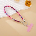 Handy-Trageband im Ethno-Stil mit geflochtener Kordel, Metallring und Rosa Pad-Set - Rosa