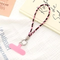 Short pink leopard print phone strap with silver ring buckle and matching gasket insert - Wrist Charm (K5096)