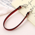 Red PU leather strap with silver metal lobster clasps for handbags and phone cases - Cross Pattern Leather Hand Chain / Red