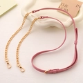 Adjustable pink PU leather strap with gold metal chain and lobster clasps for bags - Pink