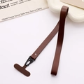 Minimalistisch donkerbruin PU-lederen telefoonkoord met metalen clip en T-connector - Donkerbruin