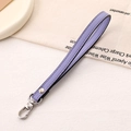 Light purple PU leather wrist strap with silver metal lobster clasp for phone and bags - Cross Pattern Leather Hanger / Purple