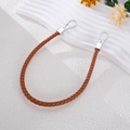 Handwoven dark brown leather strap with silver metal lobster clasps for bags and phones - Tan