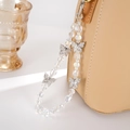 Dettaglio del ciondolo per borsa in perle di cristallo con farfalle argentate e strass - Ciondolo Farfalla Aurora con Perline / Bianco AB
