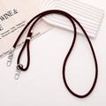 Detail of burgundy adjustable flocked PU leather strap with silver metal swivel hooks - Dark Wine Red