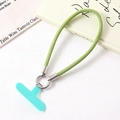 Light green PU leather phone wrist strap with silver metal clasp and T-shaped connector - Light Green