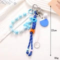 Colgante de bolso de cuerda azul con raqueta de ping pong y cierre metálico de corazón - Azul