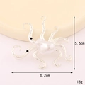 Silver-plated octopus jewelry charm with large white pearl and black bead eyes, 6.2cm - D3282 Pearl Octopus (Silver)
