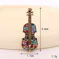 Colorful rhinestone cello charm for car vents or DIY phone cases in vintage gold finish - Colored Rhinestone Violin (D3262)