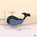 Sparkling silver alloy whale brooch with green and blue crystals, 3.7cm x 2.3cm - D3288 Spouting Whale (Silver Blue)