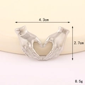 Silver alloy heart-shaped hand gesture brooch with detailed artistic design - Hands Heart (Silver) (D3258)