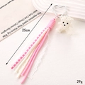 Portachiavi artigianale con orsetto di perle rosa e bianco con nappe in pizzo e gancio cuore - Cordino Intrecciato in Pizzo Orsetto Tenuta Bianca (K5352)