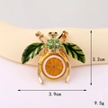 Detailed size view of retro enamel bee pin with citrus design at 3.2cm by 3.9cm - Gold Base Yellow Lemon Bee