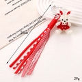 Dettaglio charm coniglio in perline fatto a mano 25cm con pizzo e gancio a cuore - Cordino Intrecciato in Pizzo Coniglio Tenuta Rossa (K5351)