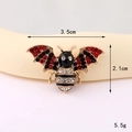 Detailed size specifications of hummingbird brooch pin with 3.5cm width and 2.1cm height - Gold Base Black Rhinestone Bee