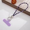 Fashionable purple leopard print phone strap with silver ring clasp and PVC patch - Wrist Charm (K1880)