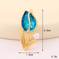 Dettaglio accessorio tulipano con cristallo blu, perla, finitura oro e dimensioni - Tulipano Perla Gemma (Base Dorata Blu)