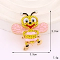 Spilla ape in cristallo giallo e lega dorata con ali in smalto rosa e pietre preziose - Base Oro Ape Vita Rosa (D3300)