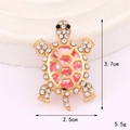 Ciondolo tartaruga dorata con cristallo rosa e strass, misura 3,7cm x 2,5cm - Base Oro Tartaruga Diamanti Rosa (D3302)