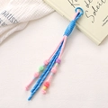 Colgante para móvil estilo dopamina con cuentas pastel y cordón trenzado de colores - Colgante de Cuerda Trenzada con Cuentas de Bola de Lana (K5388) / Azul y Rosa