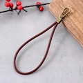 Vintage Handgelenkschlaufe aus dunkelbraunem Leder mit antikem Bronze-Metallverschluss - Handgelenk-Anhänger / Retro Rindsleder Anhänger Dunkelkaffee (K5428)