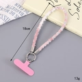 Cinturino da polso per telefono in denim rosa e bianco con glitter e fibbia in metallo - Rosa Loto